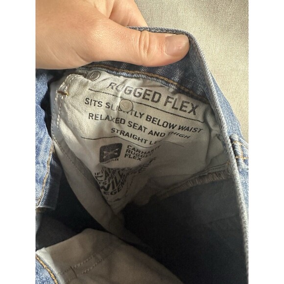 Carhartt Rugged Flex Relaxed Fit Medium Wash Blue Denim Men's Size 38 X 32 Jeans - Picture 7 of 7